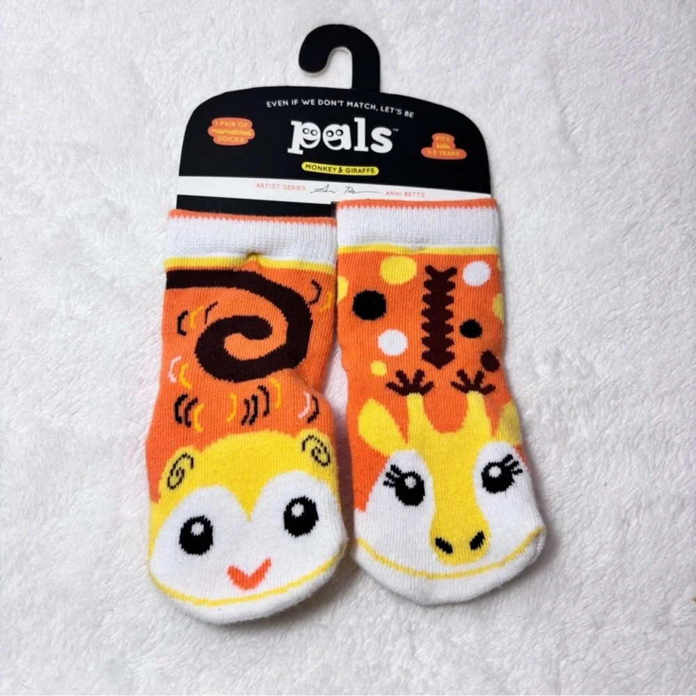 Pals Socks‎ Monkey and Giraffe Mismatched Socks Size 1-3 years  New